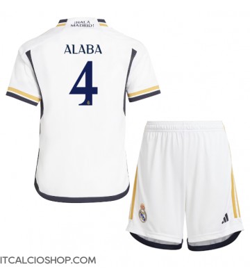Real Madrid David Alaba #4 Prima Maglia Bambino 2023-24 Manica Corta (+ Pantaloni corti)